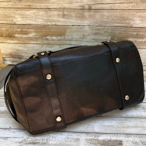 VTG Y2K Juicy Couture Purse Black Leather Studded Satchel Bikercore Grunge Goth - Picture 6 of 16